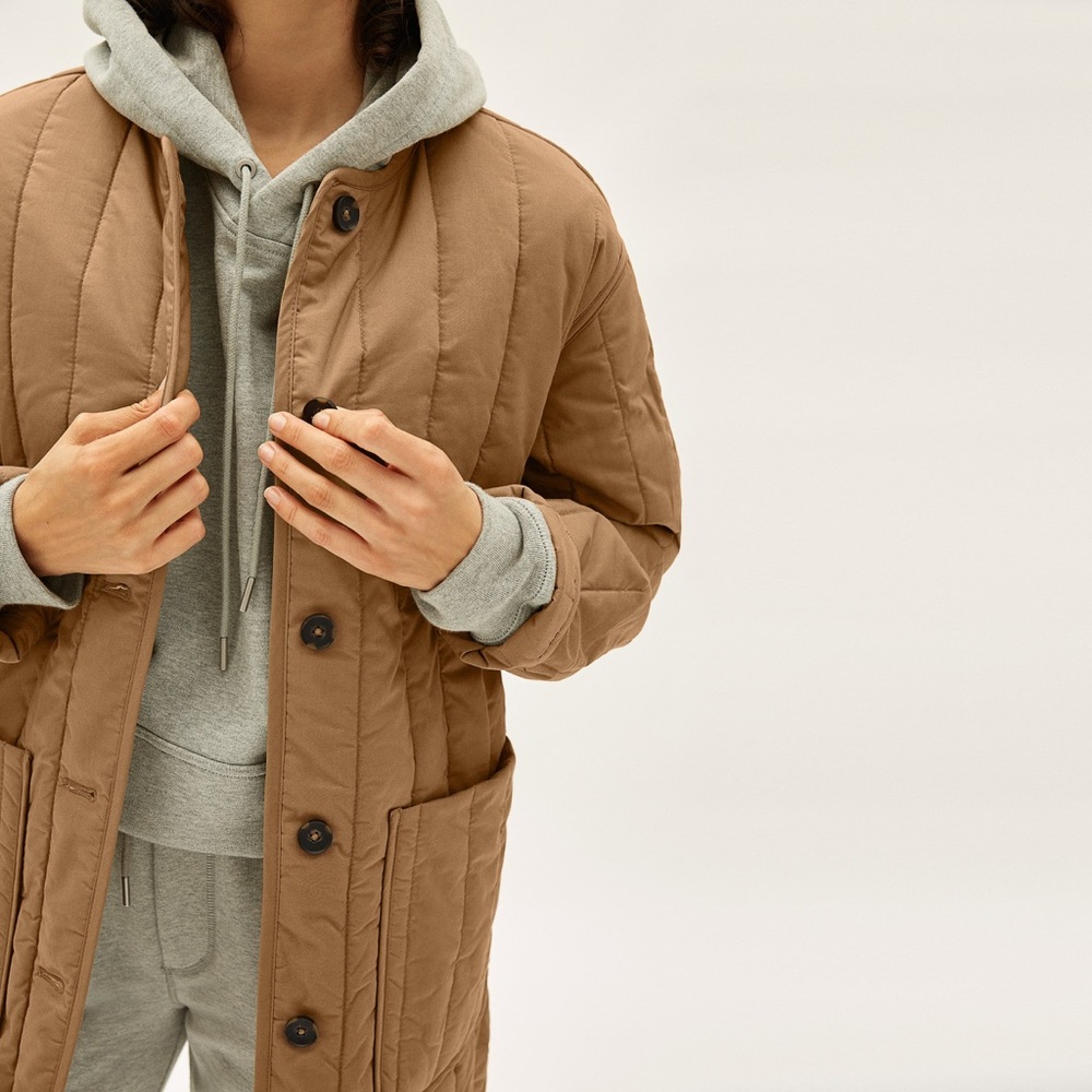 Everlane quilted 💯 cotton coat jacket in ochre xs